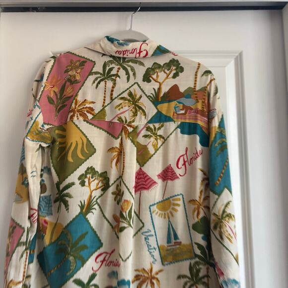 NWT Oversized Resort Wear Novelty Print Tunic Shirt Dress Cover Up S Florida - Picture 7 of 14
